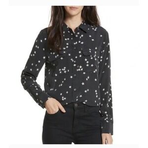 Equipment Femme Starry Night Silk Button Up Blouse  Black‎ Office Career Size XS